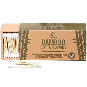 Bamboo Cotton Swabs 500 Count | Biodegradable & Organic Wooden Cotton Buds | Double Tipped Ear Sticks | 100% Eco-Friendly & Natural | Perfect for Ear Wax Removal, Arts & Crafts, Removing Dust & Dirt