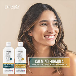 Edenika Botanicals Chamomile Shampoo and Conditioner Set, Calming Formula with Certified Organic and Natural Ingredients Intense Nourishment Makes Hair Feel Soft and Smooth 16oz Each