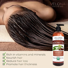 Load image into Gallery viewer, velona Jojoba Oil USDA Certified Organic - 16 oz (With Pump) | 100% Pure and Natural | Golden, Unrefined, Cold Pressed, Hexane Free | Moisturizing Face, Hair, Body, Skin Care, Stretch Marks, Cuticles
