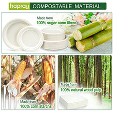 Load image into Gallery viewer, hapray 300PCS Compostable Paper Plates Set, Biodegradable Heavy Duty Plates and Utensils, Eco Friendly Disposable Cutlery, Dinnerware for Party Camping Picnic Made of Plant Fibers
