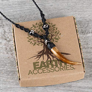 Earth Accessories Sustainably Sourced Organic Bone Tooth Necklace - Tribal Necklace or Tribal Jewelry for Surfer, Boho, or Caveman Inspired Looks or Costumes