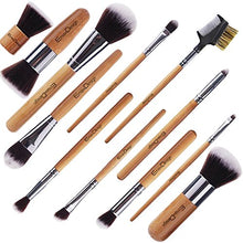 Load image into Gallery viewer, EmaxDesign 12 Pieces Makeup Brush Set Professional Bamboo Handle Premium Synthetic Kabuki Foundation Blending Blush Concealer Eye Face Liquid Powder Cream Cosmetics Brushes Kit With Bag

