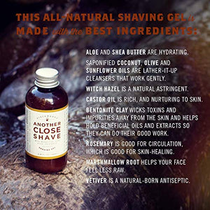 Organic Natural Shave Gel For Sensitive Skin. Shea Butter, Aloe, Bentonite and Soothing Essential Oils, Super Slick, Super Concentrated by Another Close Shave …