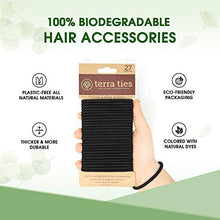 Load image into Gallery viewer, Biodegradable Elastic Hair Ties for Women &amp; Men - Organic No Crease Black Hair Tie Ponytail Holders and Hairties for Buns - Plastic Free Hairbands for Women and Mens Hair - 5mm (27 count)
