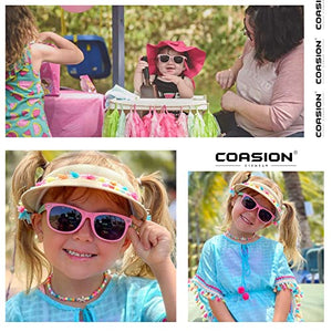 COASION Kids Polarized Sunglasses TPEE Rubber Flexible Shades for Girls Boys Age 3-9 (Pink Frame/Grey Lens)