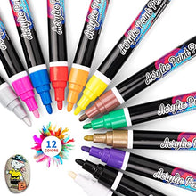 Load image into Gallery viewer, IJIANG Acrylic Paint Pens for Rock Painting Outdoor Waterproof Paint Markers Tire Pen, Water-Based Eco-Friendly Non-Toxic Anti - UV, Bright Long-Lasting Strong Coverage, 12 Colors
