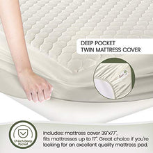 Load image into Gallery viewer, Whisper Organics, 100% Organic Cotton Mattress Protector - Quilted Fitted Mattress Pad Cover, GOTS Certified Breathable Mattress Protector - Ivory Color, 17&quot; Deep Pocket (Ivory, Queen Bed Size)
