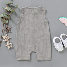 Load image into Gallery viewer, Infant Newborn Baby Boys Girls Cotton Linen Romper Summer Jumpsuit Sleeveless Overalls Clothing Set Gray
