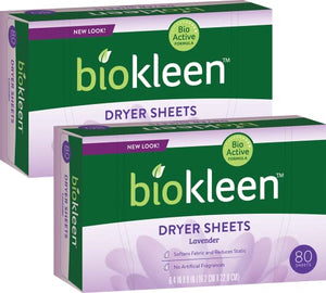 Biokleen Laundry Dryer Sheets - 160 Sheets - Fabric Softener, Eco-Friendly, Plant-Based, No Artificial Fragrance, Colors or Preservatives, Lavender