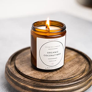 Coconut Wax Scented Candle - Wood Wick - Long Lasting - Smoke Free - Organic - The Clever Mammoth - (Vanilla Large)