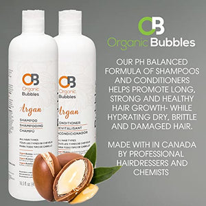 Organic Bubbles Argan Shampoo & Conditioner with aloe vera leaf juice. Our Argan Shampoo & Conditioner is Organic, 100% Vegan, No Parabens, Sulphates or Silicones. 490 ml each.