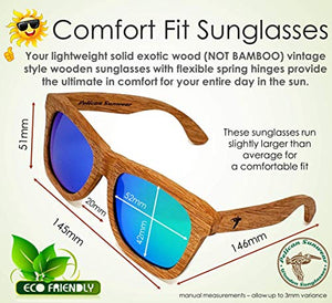 Pelican Sunwear Wood Sunglasses | Polarized | Vintage Wooden Frame | 100% UVA/UVB Protection | Bamboo Case | Men and Women