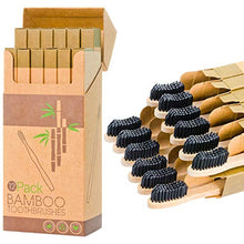 Load image into Gallery viewer, 12 Individual Pack Premium Bamboo Toothbrush-All Natural Organic Waveform Toothbrushes with Charcoal Infused BPA Free Medium Bristles, Teeth Whitening, Biodegradable Eco Friendly, Vegan, Kooler-Things
