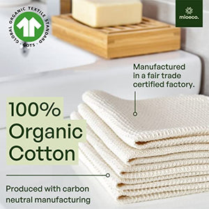 mioeco 10 Pack Kitchen Paper Towels Washable - Super Absorbent Natural Paper Towels - Natural Cotton - Reusable, Absorbent, Paperless Kitchen Dish Cloths - 100% Organic Cotton Dish Towels