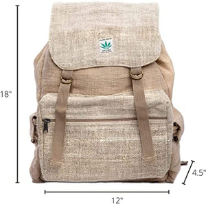 Large Hemp Backpack - Eco Friendly Unisex Rustic Bag Durable by Freakmandu