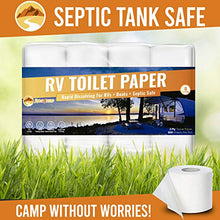 Load image into Gallery viewer, Roadstead RV and Marine Toilet Paper (2-Ply, 8 Rolls, 500 sheets each) - Biodegradable and Septic - Tank Safe Toilet Paper - Rapid Dissolve Toilet Tissue for Camping, Boating, RV Holding Tanks
