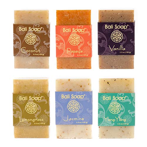 Bali Soap - Natural Soap Bar Gift Set, Face Soap or Body Soap, 6 PC Variety Soap