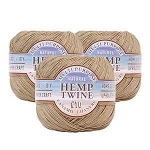 Hemptique Natural Hemp Twine #10 – Made with Love - Eco Friendly - Gardening - Macrame – Home Décor – Plant Hanger - Great for Jewelry Making, Crafts & More – #10~0.5mm (3 Pack)