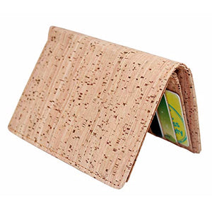 Boshiho Eco Cork Friendly RFID Blocking Wallet Bi-fold Card Holder Vertical Wallet With Zippered Coin Purse & ID Window (cork) (01)