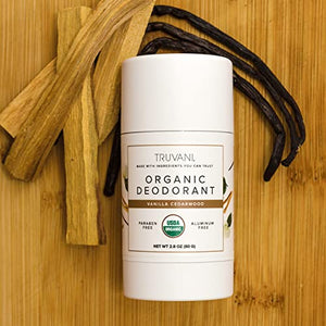 Truvani Organic Aluminum Free Deodorant - USDA Organic Deodorant for Women and Men - Paraben Free, Non GMO - Cedarwood Vanilla, 2.8 oz (1 pack)