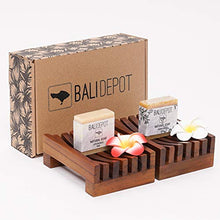 Load image into Gallery viewer, Teak Soap Dish Gift Set - Bundle of 2 Handcrafted Soap Dishes - Handmade in Bali, Stylish, Nontoxic, Recycled, Soap Holder is Perfect for Shower, Bathroom, Kitchen, Tub, and Outdoors
