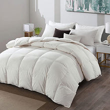 Load image into Gallery viewer, APSMILE Feather Down Comforter Full/Queen Size - Organic Cotton 650 Fill Power Medium Warm Fluffy Goose Feather Down Duvet Insert for All Season (90x90, Ivory White)

