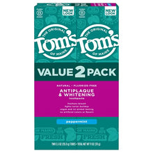 Load image into Gallery viewer, Tom&#39;s of Maine Natural Toothpaste, Fluoride Free, Antiplaque &amp; Whitening, Peppermint, 5.5 oz. 2-Pack
