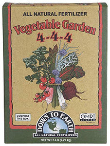 Down to Earth Organic Vegetable Garden Fertilizer 4-4-4, 5lb