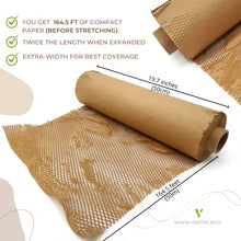 Load image into Gallery viewer, Heavy-Duty Honeycomb Packing Paper | Value Pack 19.7” x 164ft | Eco-friendly Biodegradable Plastic Wrap Alternative | Premium Quality Protective Cushioning Paper | Perfect for Moving and Shipping | Eco Cushioning Wrap
