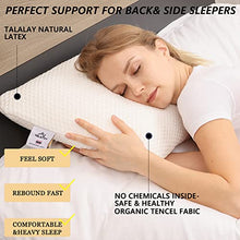 Load image into Gallery viewer, Talatex Talalay 100% Natural Premium Latex Pillow, Soft Pillow with Organic Pillowcase Helps Relieve Pressure, No Memory Foam Chemicals, Perfect Package Best Gift with Removable Tencel Cover
