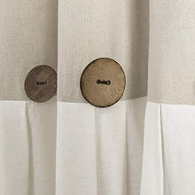Load image into Gallery viewer, Lush Decor Linen Button Farmhouse Curtains, Single Panel, Pleated Two Tone Design 40&quot;W x 84&quot;L, Linen
