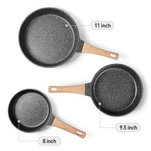 Load image into Gallery viewer, YIIFEEO Nonstick Frying Pan Set, Granite Skillet Set with 100% PFOA Free, Omelette Pan Cookware Set with Heat-Resistant Handle, Induction Compatible, Christmas Gift for Women (8inch&amp;9.5inch&amp;11inch)
