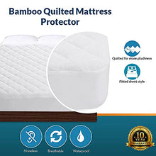 Load image into Gallery viewer, Crib Mattress Protector Waterproof – Bamboo Quilted Ultra Soft White Terry Fitted Sheet Style (Crib)

