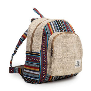 Mini Hemp Backpack Bag - Blue Boho Eco Friendly Unisex Rustic Durable by Freakmandu