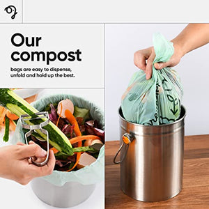 Green Elephant Compost Bags Small-Compostable Trash Bags,Small Biodegradable Trash Bags,Compostable Bags for Kitchen Compost Bin,1.6 Gallon Biodegradable Bags,BPI Certified Compostable Bag (2 Pack)